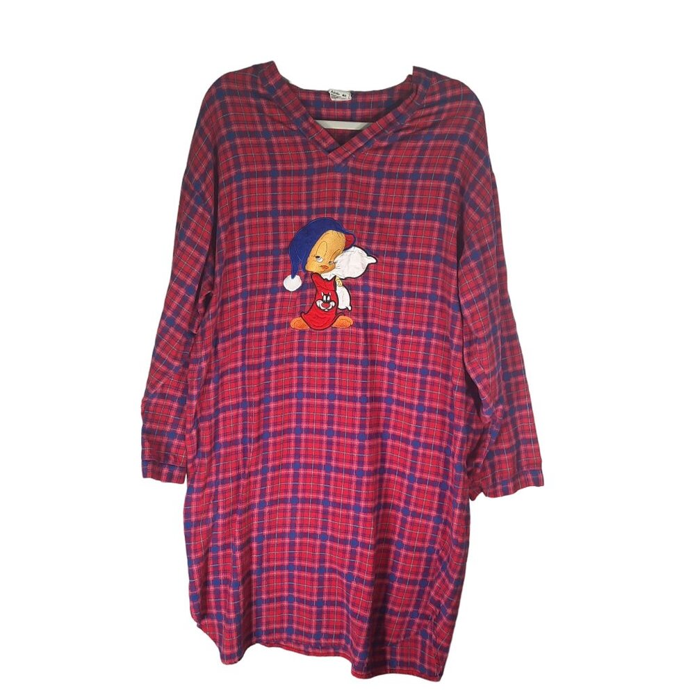1998 Vintage Warner Bros Looney Tunes Tweety Bird Flannel Nightgown